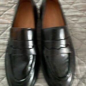 Madewell Black Leather Penny Loafers Flats